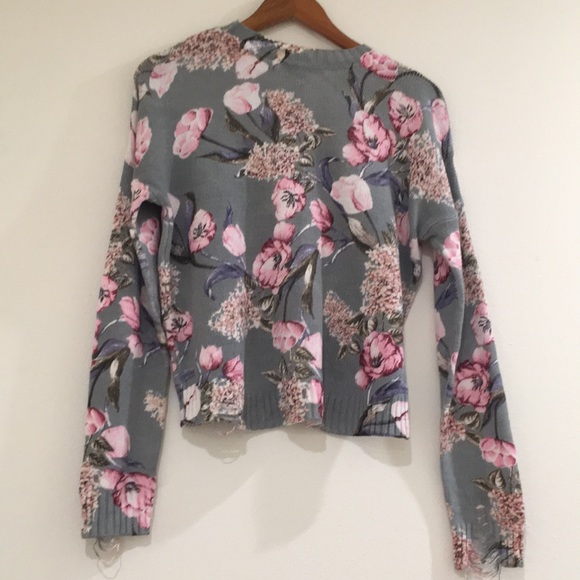 Show Me Your Mumu Cropped Varsity Sweater - in Primavera Floral Knit - Picture 6 of 16